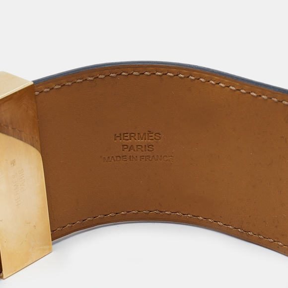 Hermes Collier de Chien Leather Gold Plated Wide Bracelet - Picture 5 of 6